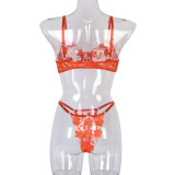 Sexy Romantic Flower Embroidery See-Through Sexy Suit For Women