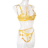 Sexy Romantic Flower Embroidery See-Through Sexy Suit For Women