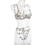 Sexy Romantic Flower Embroidery See-Through Sexy Suit For Women