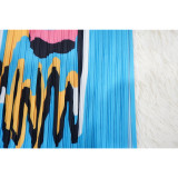 Women's Fashion Pressed Pleated Blouse Printed Turtleneck Loose Top