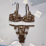Sexy Romantic Flower Embroidery See-Through Sexy Suit For Women