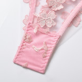 Sexy Romantic Flower Embroidery See-Through Sexy Suit For Women