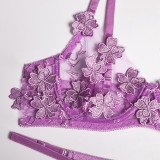 Sexy Romantic Flower Embroidery See-Through Sexy Suit For Women
