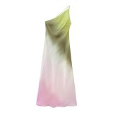 summer women's tie-dye asymmetric dress