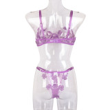 Sexy Romantic Flower Embroidery See-Through Sexy Suit For Women