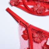 Sexy Romantic Flower Embroidery See-Through Sexy Suit For Women