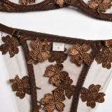 Sexy Romantic Flower Embroidery See-Through Sexy Suit For Women