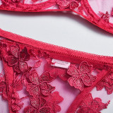 Sexy Romantic Flower Embroidery See-Through Sexy Suit For Women