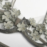Sexy Romantic Flower Embroidery See-Through Sexy Suit For Women