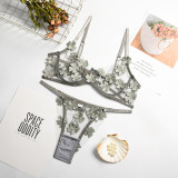 Sexy Romantic Flower Embroidery See-Through Sexy Suit For Women