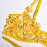 Sexy Romantic Flower Embroidery See-Through Sexy Suit For Women