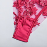 Sexy Romantic Flower Embroidery See-Through Sexy Suit For Women