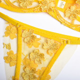 Sexy Romantic Flower Embroidery See-Through Sexy Suit For Women