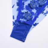 Sexy Romantic Flower Embroidery See-Through Sexy Suit For Women