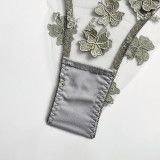 Sexy Romantic Flower Embroidery See-Through Sexy Suit For Women