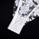 Sexy Romantic Flower Embroidery See-Through Sexy Suit For Women