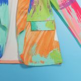 Casual Fashion Multi-Color Print Fashion Blazer Top