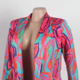 Casual Fashion Multi-Color Print Fashion Blazer Top