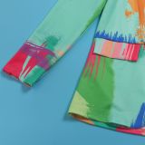 Casual Fashion Multi-Color Print Fashion Blazer Top