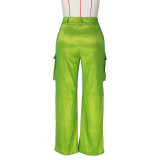 Women's Fashion Casual Solid Pocket Cargo Pants