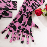 Sexy Leopard Print Sexy Bra Lingerie Gloves Leg Socks Set Female