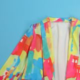 Casual Fashion Multi-Color Print Fashion Blazer Top