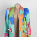 Casual Fashion Multi-Color Print Fashion Blazer Top