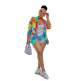 Casual Fashion Multi-Color Print Fashion Blazer Top