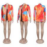 Casual Fashion Multi-Color Print Fashion Blazer Top