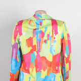 Casual Fashion Multi-Color Print Fashion Blazer Top