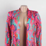 Casual Fashion Multi-Color Print Fashion Blazer Top