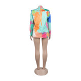 Casual Fashion Multi-Color Print Fashion Blazer Top