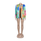 Casual Fashion Multi-Color Print Fashion Blazer Top