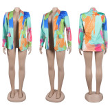 Casual Fashion Multi-Color Print Fashion Blazer Top