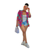 Casual Fashion Multi-Color Print Fashion Blazer Top