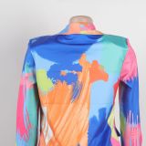 Casual Fashion Multi-Color Print Fashion Blazer Top