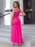 Sexy Fashion Slash Shoulder Ruch Mesh Formal Party Dress