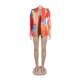 Casual Fashion Multi-Color Print Fashion Blazer Top