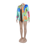 Casual Fashion Multi-Color Print Fashion Blazer Top