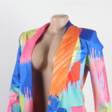 Casual Fashion Multi-Color Print Fashion Blazer Top