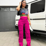 Women's Fashion Casual Solid Pocket Cargo Pants