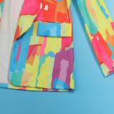 Casual Fashion Multi-Color Print Fashion Blazer Top