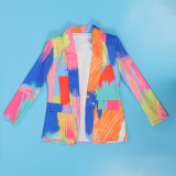 Casual Fashion Multi-Color Print Fashion Blazer Top