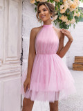 Sexy Low Back Halter Neck A-Line Party Dress