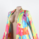 Casual Fashion Multi-Color Print Fashion Blazer Top