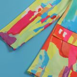 Casual Fashion Multi-Color Print Fashion Blazer Top