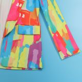 Casual Fashion Multi-Color Print Fashion Blazer Top