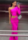 Women's Strapless One Shoulder Long Sleeve Hollow High Waist Slit Solid Color Sexy Bodycon Dress