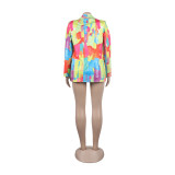 Casual Fashion Multi-Color Print Fashion Blazer Top