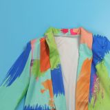Casual Fashion Multi-Color Print Fashion Blazer Top